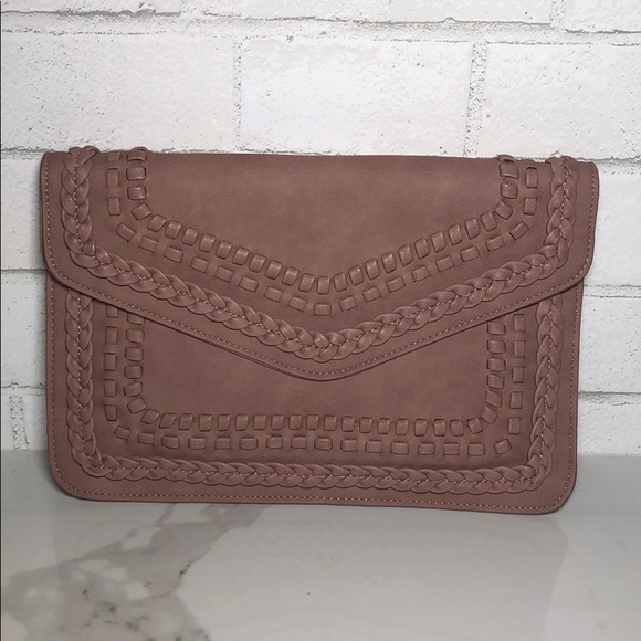 Braided Faux Leather Clutch Crossbody Bag